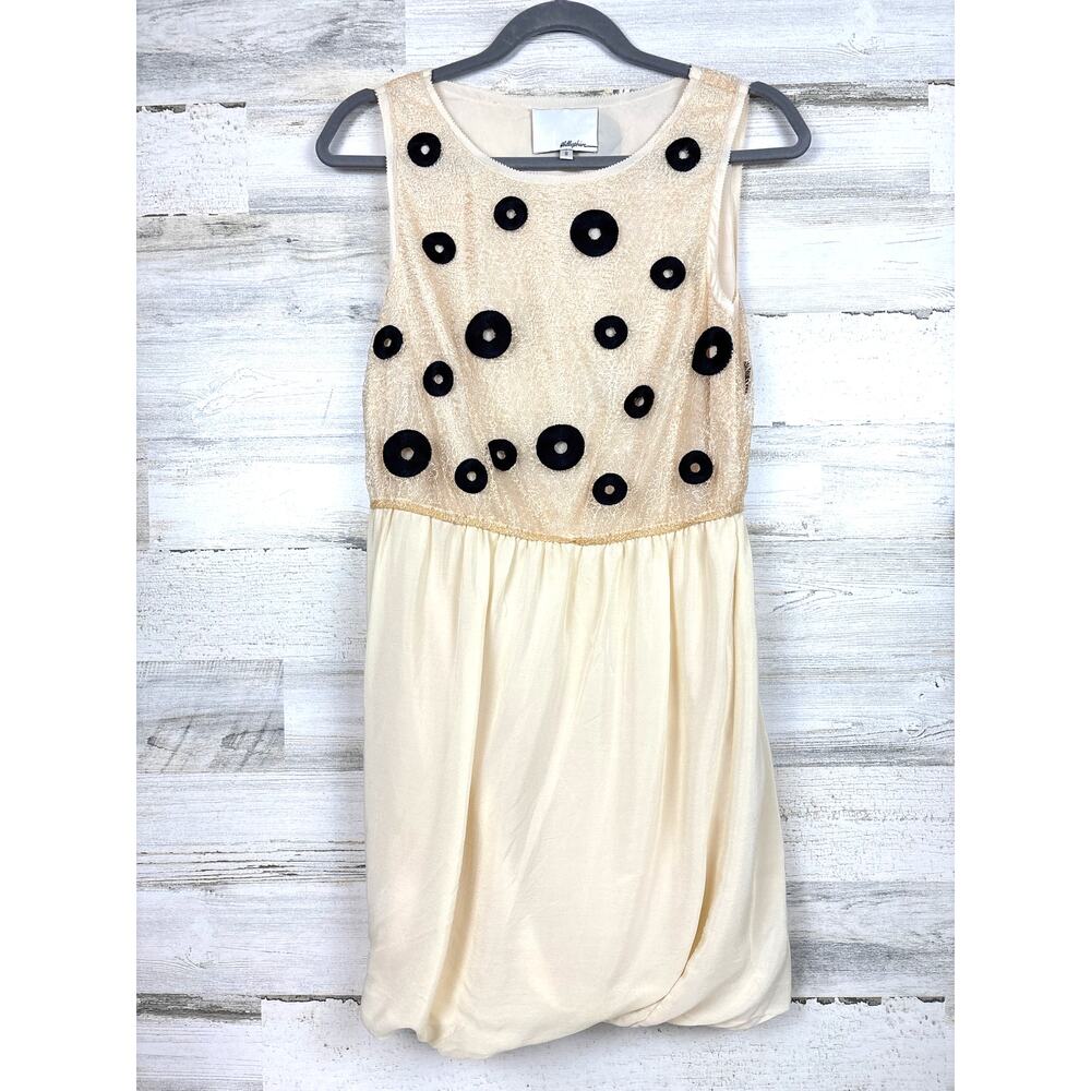 3.1 Phillip Lim Womens S Cream Black 100% Silk Lace Cocktail Designer Mini Dress